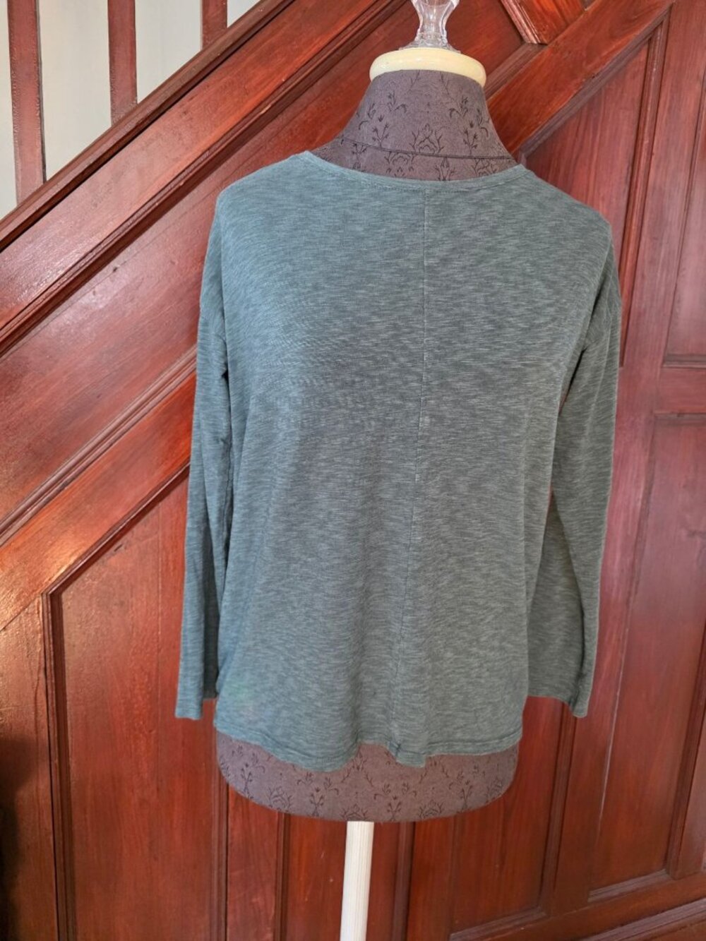 St. Tropez West Green Long Sleeve Modal Blend Womens Top Size M